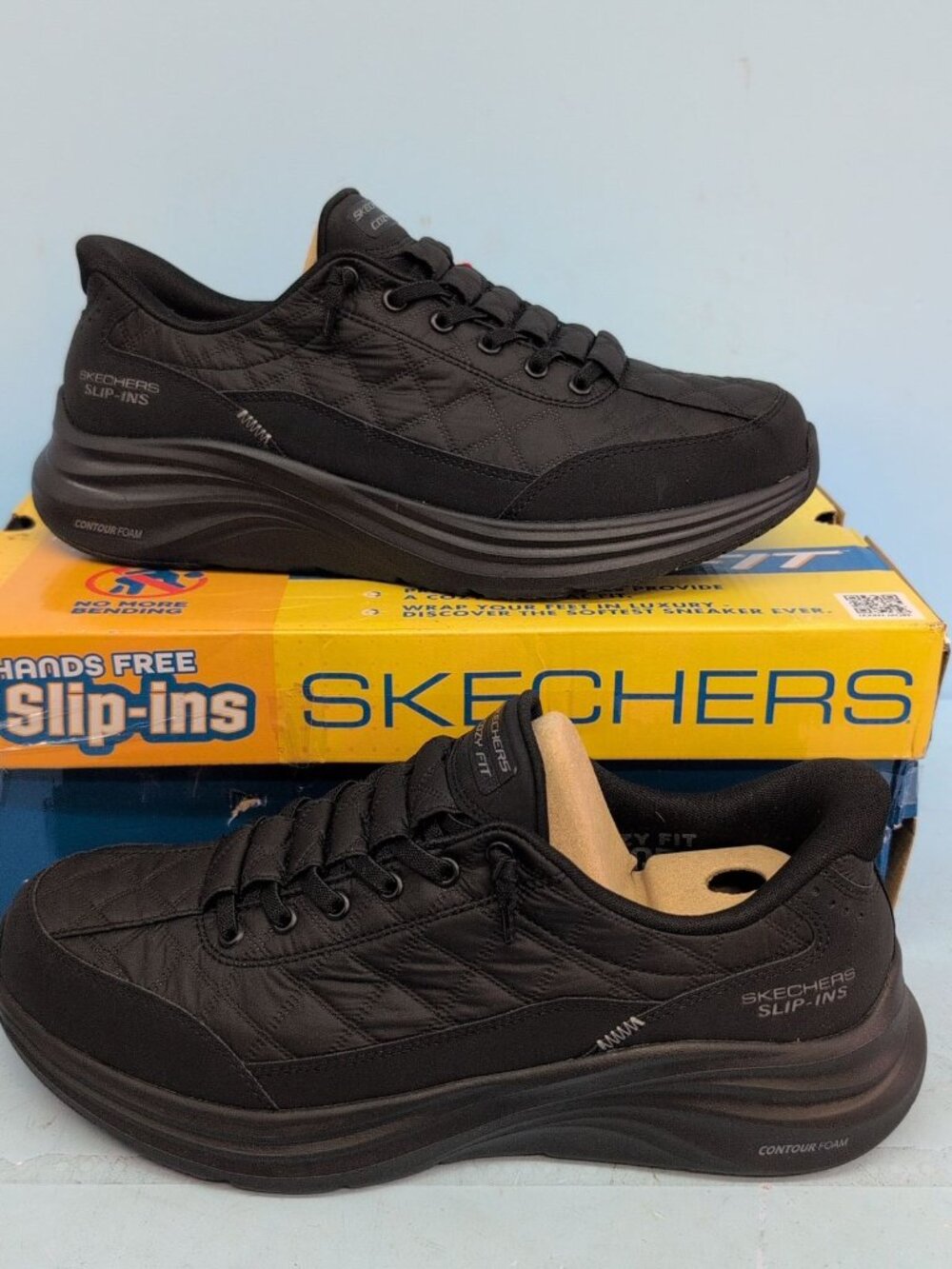 Skechers Contour Foam Cozy Fit Hands Free Slip In Men's Shoes 9.5 Black 232619W